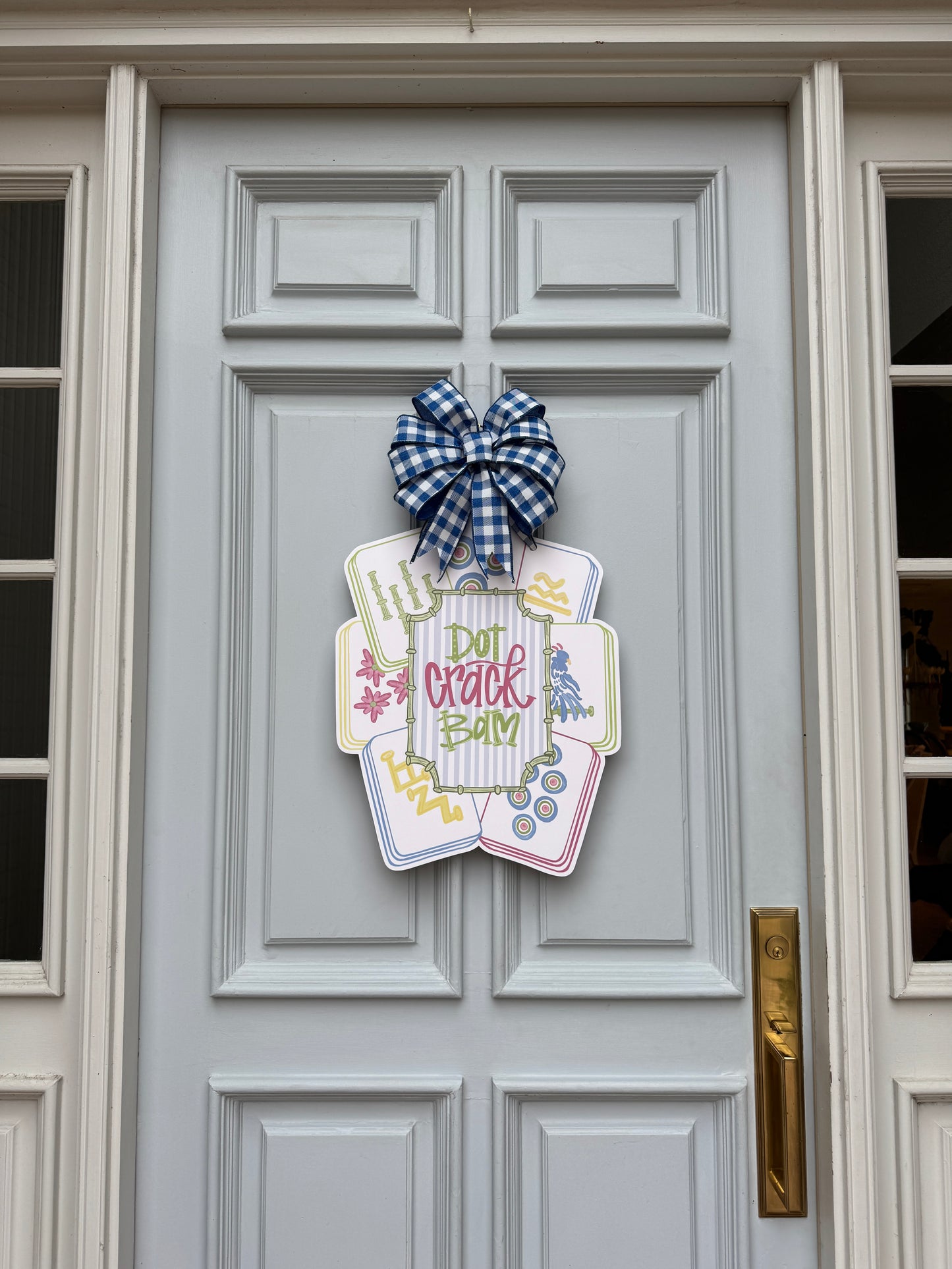 Dot Crack Bam Mahjong Door Hanger