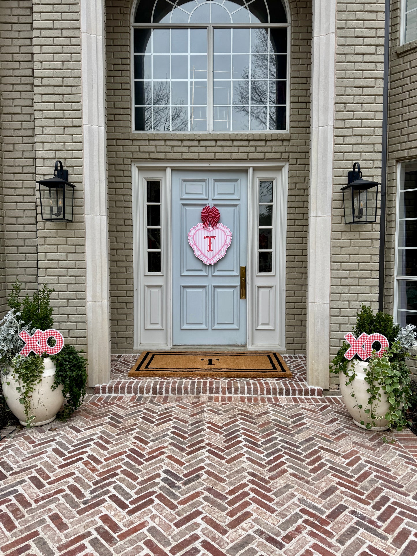 Pair of Gingham XO Pot Stakes