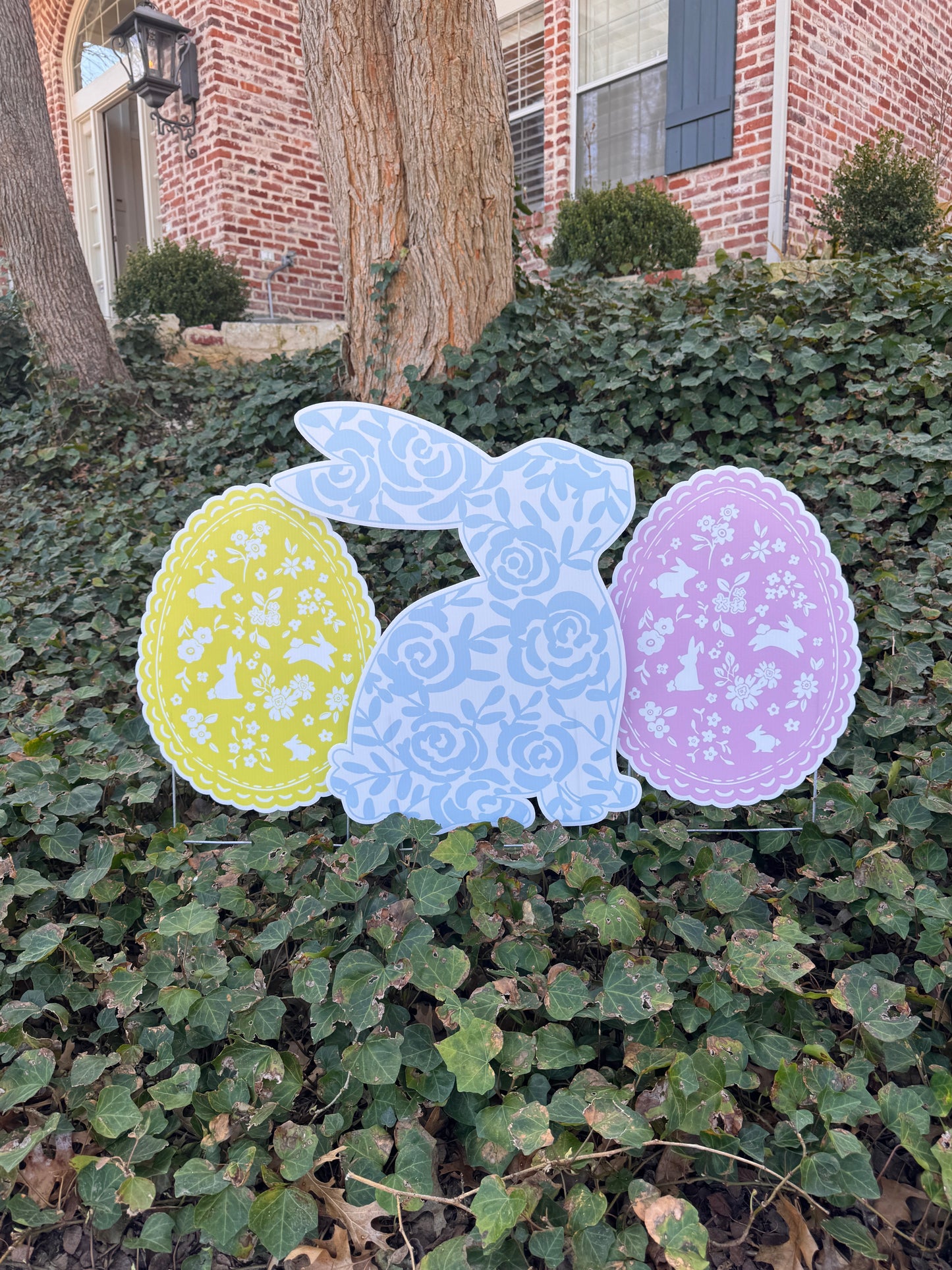 The Eggstra Hoppy Trio Yard Signs