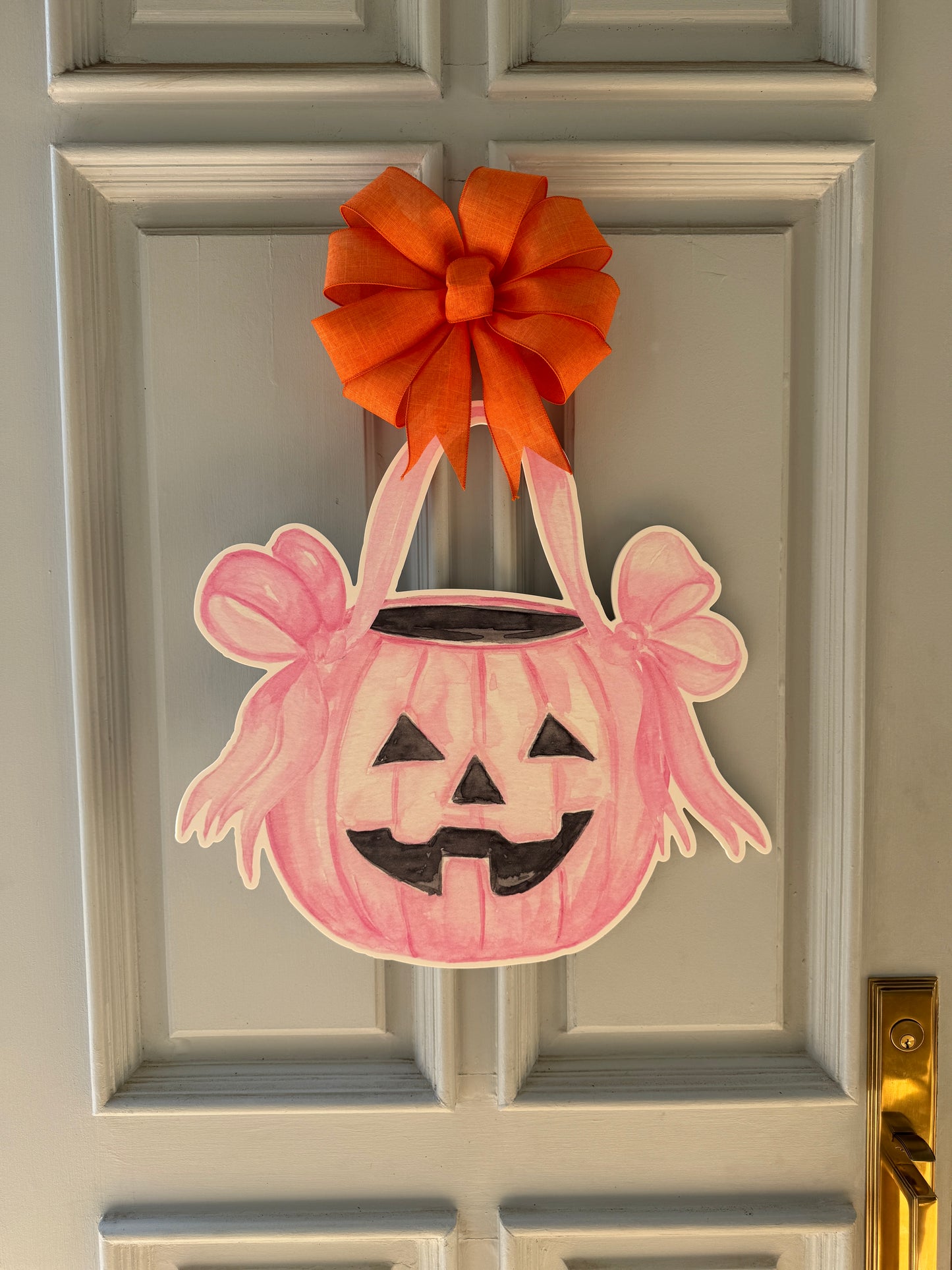 Pretty in Pink Pumpkin Door Hanger