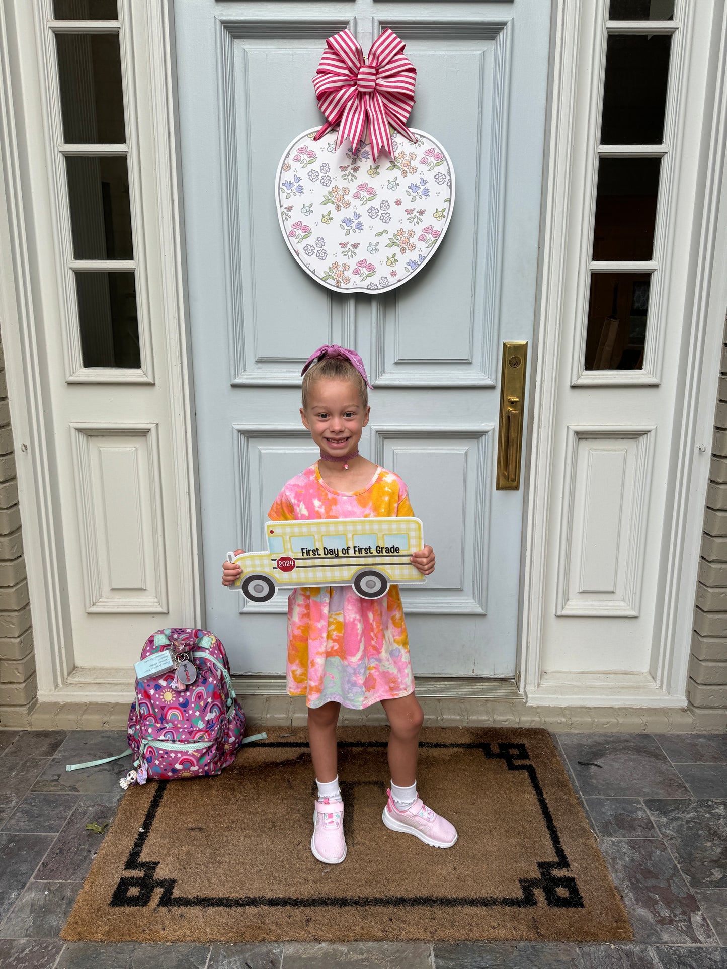 First/Last Day Gingham School Bus - Double Sided