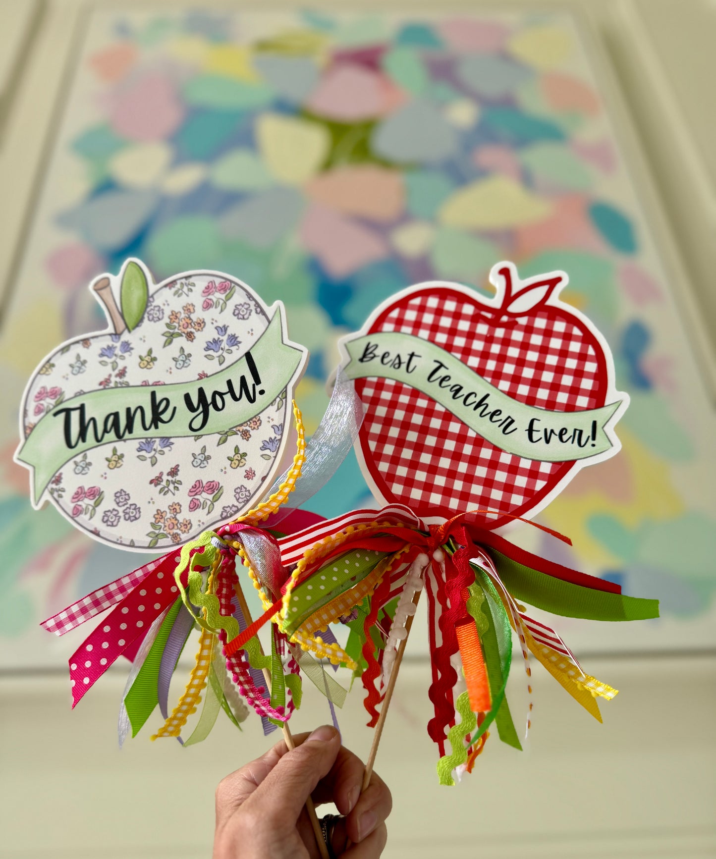 Teacher Apple Ribbon Wand