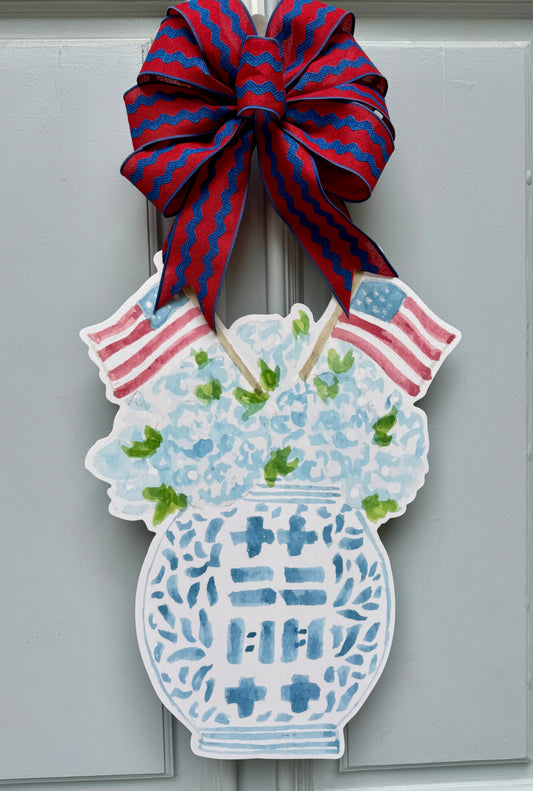 Stars & Stripes Ginger Jar Door Hanger