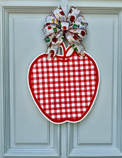Red Gingham Back to School Door Hanger