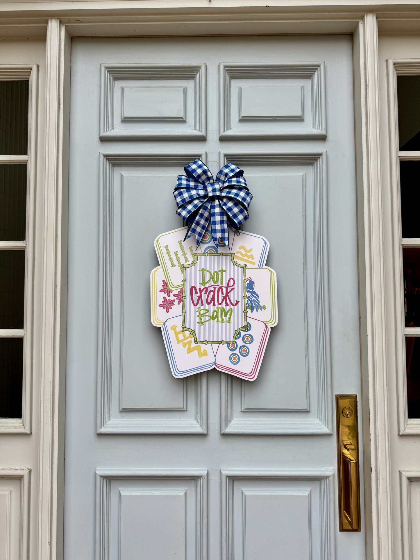 Dot Crack Bam Mahjong Door Hanger
