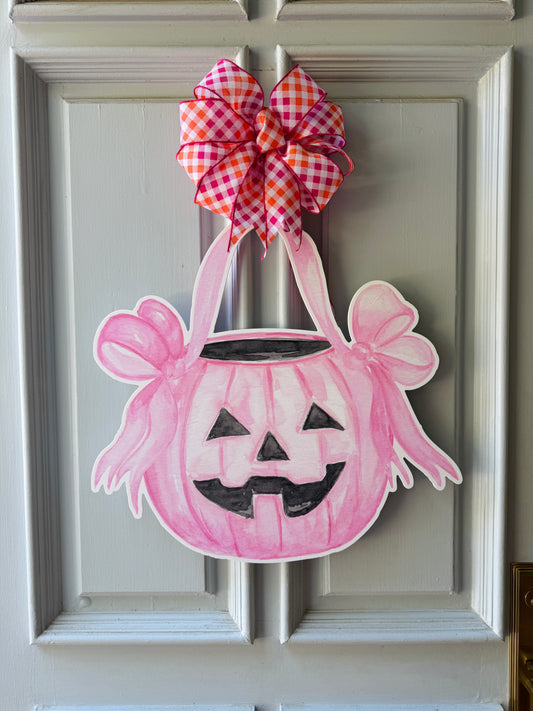 Pretty in Pink Pumpkin Door Hanger