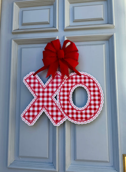 Red Gingham XO Door Hanger