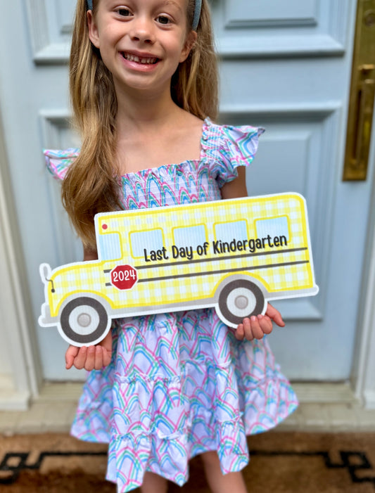 First/Last Day Gingham School Bus - Double Sided