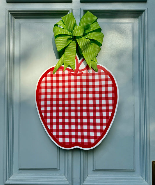 Red Gingham Back to School Door Hanger