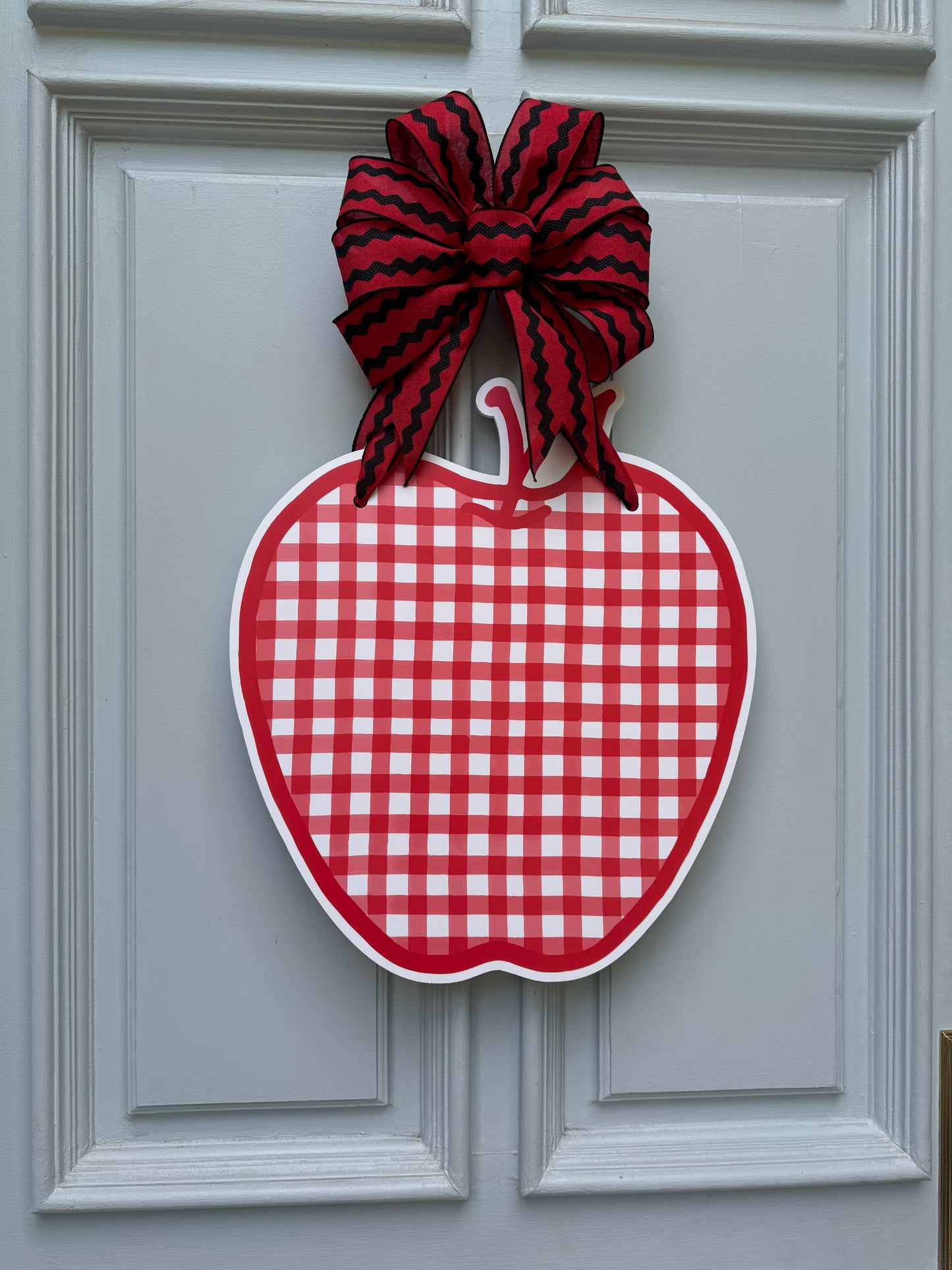 Red Gingham Back to School Door Hanger