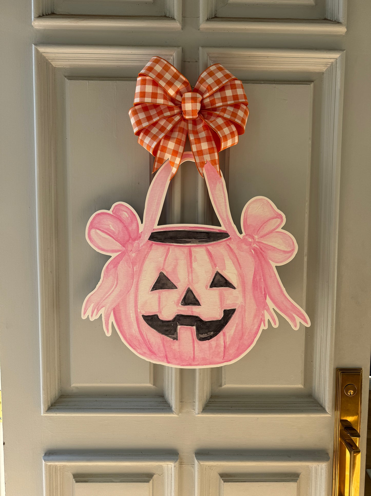 Pretty in Pink Pumpkin Door Hanger