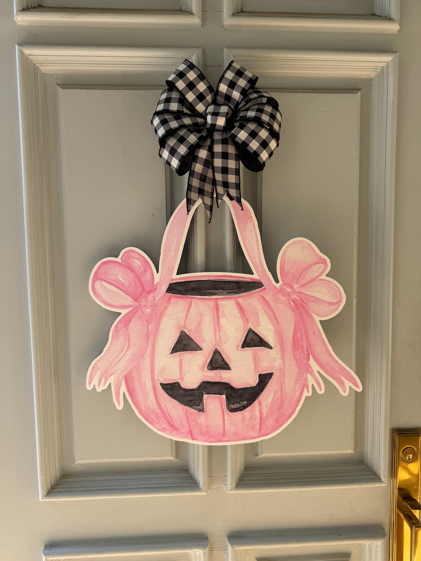 Pretty in Pink Pumpkin Door Hanger