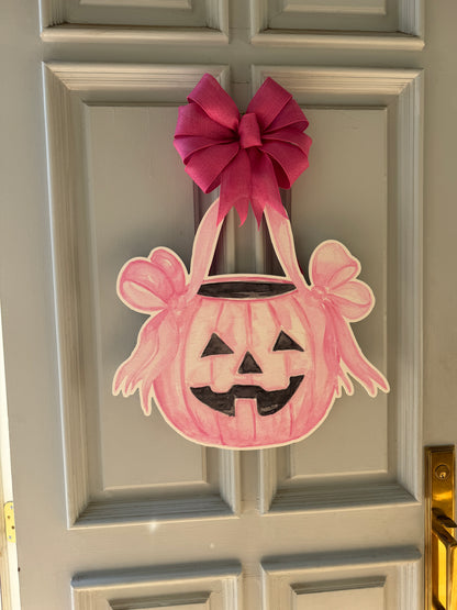 Pretty in Pink Pumpkin Door Hanger