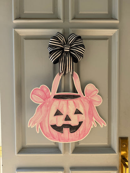 Pretty in Pink Pumpkin Door Hanger
